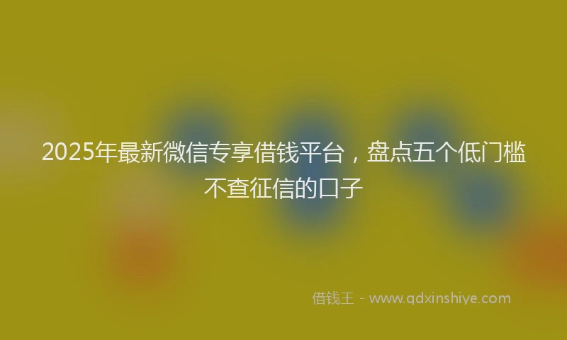 2025年最新微信专享借钱平台，盘点五个低门槛不查征信的口子