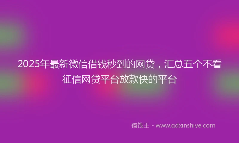 2025年最新微信借钱秒到的网贷，汇总五个不看征信网贷平台放款快的平台