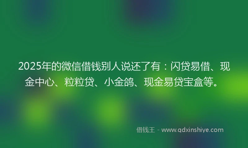 2025年的微信借钱别人说还了有：闪贷易借、现金中心、粒粒贷、小金鸽、现金易贷宝盒等。