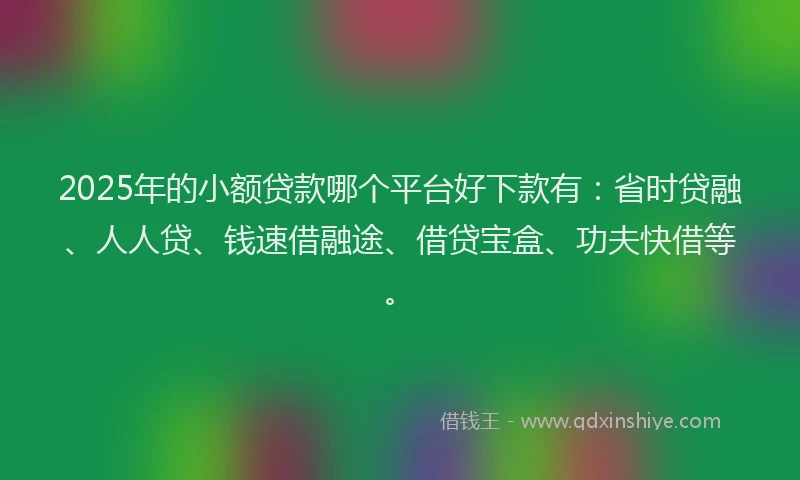 2025年的小额贷款哪个平台好下款有：省时贷融、人人贷、钱速借融途、借贷宝盒、功夫快借等。