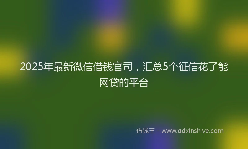 2025年最新微信借钱官司，汇总5个征信花了能网贷的平台