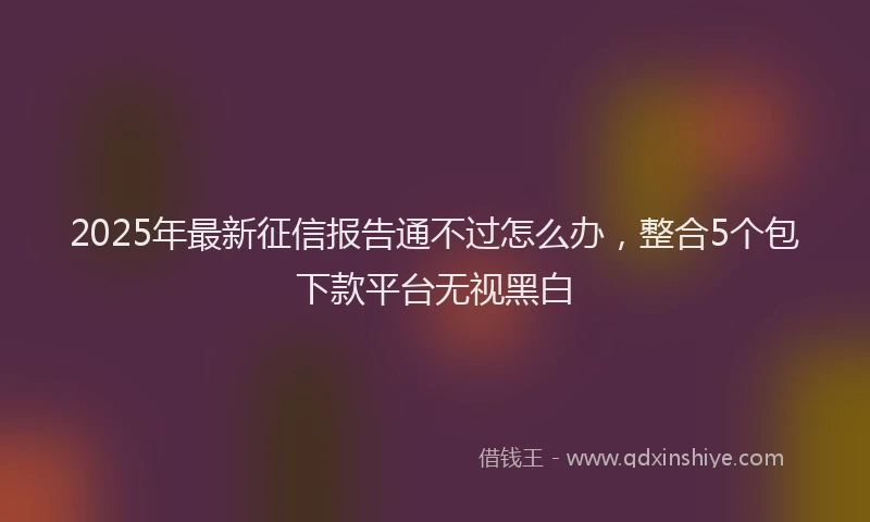 2025年最新征信报告通不过怎么办，整合5个包下款平台无视黑白