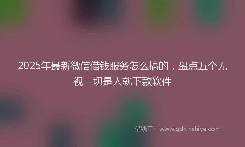 2025年最新微信借钱服务怎么搞的，盘点五个无视一切是人就下款软件
