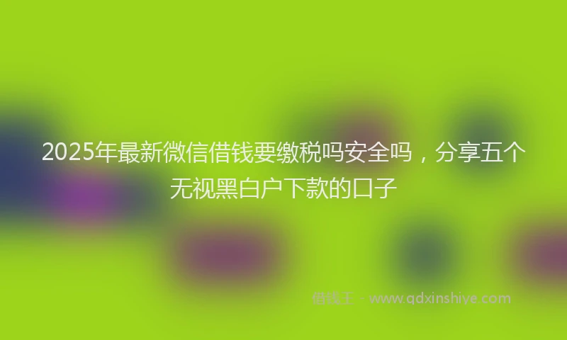 2025年最新微信借钱要缴税吗安全吗，分享五个无视黑白户下款的口子