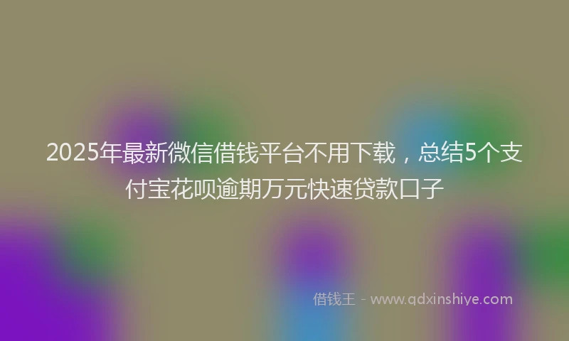2025年最新微信借钱平台不用下载，总结5个支付宝花呗逾期万元快速贷款口子