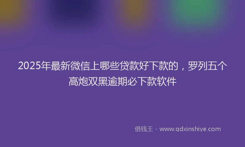 2025年最新微信上哪些贷款好下款的，罗列五个高炮双黑逾期必下款软件