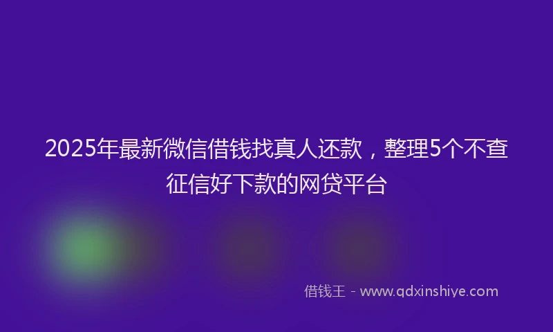2025年最新微信借钱找真人还款，整理5个不查征信好下款的网贷平台