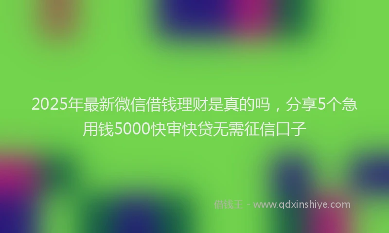 2025年最新微信借钱理财是真的吗，分享5个急用钱5000快审快贷无需征信口子