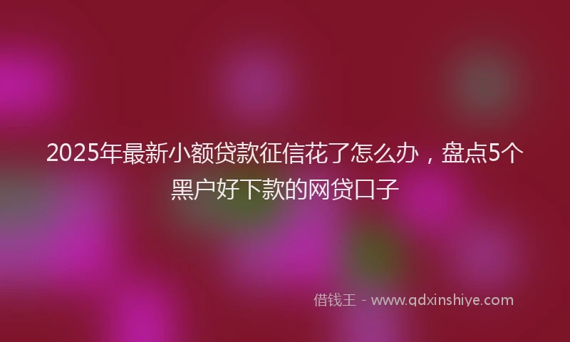 2025年最新小额贷款征信花了怎么办，盘点5个黑户好下款的网贷口子