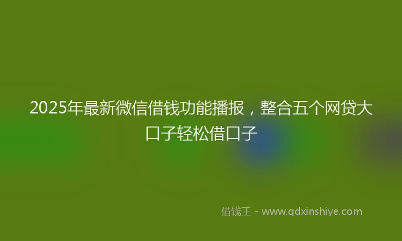 2025年最新微信借钱功能播报，整合五个网贷大口子轻松借口子