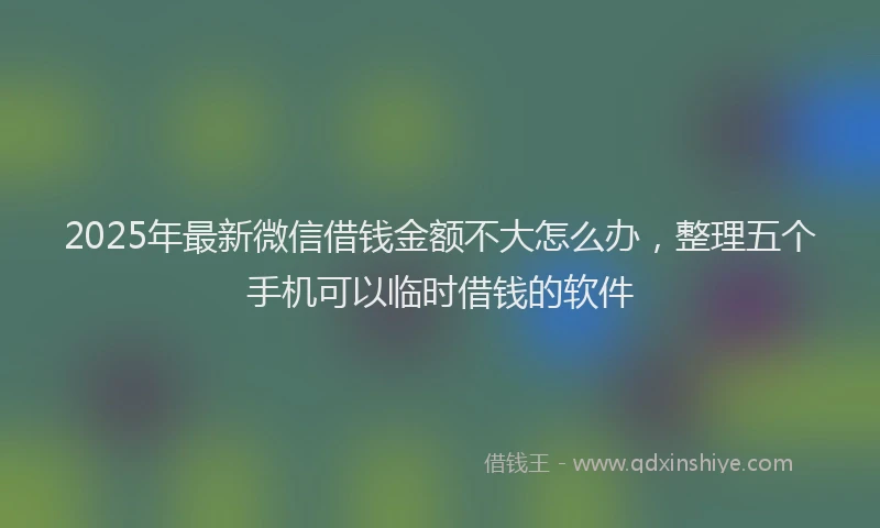 2025年最新微信借钱金额不大怎么办，整理五个手机可以临时借钱的软件