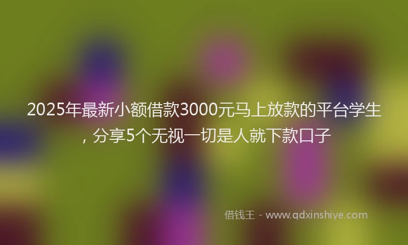 2025年最新小额借款3000元马上放款的平台学生，分享5个无视一切是人就下款口子