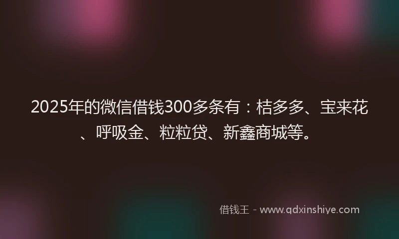 2025年的微信借钱300多条有：桔多多、宝来花、呼吸金、粒粒贷、新鑫商城等。