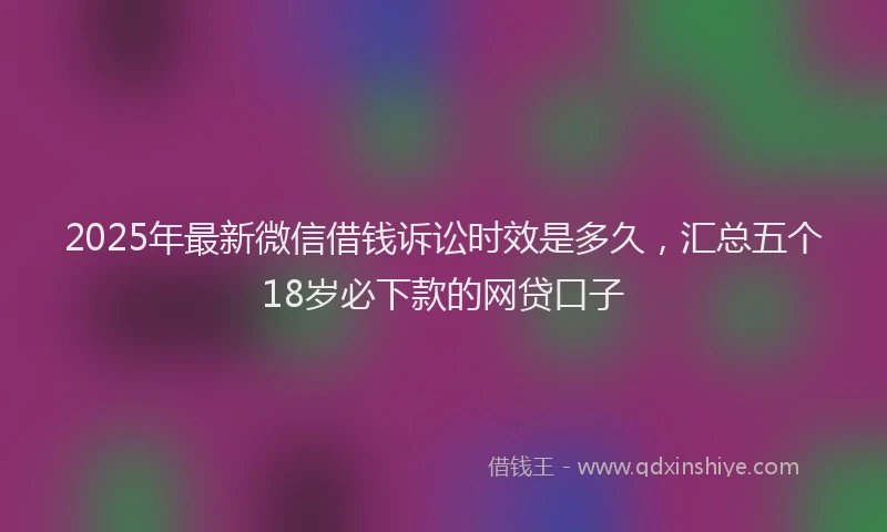 2025年最新微信借钱诉讼时效是多久，汇总五个18岁必下款的网贷口子