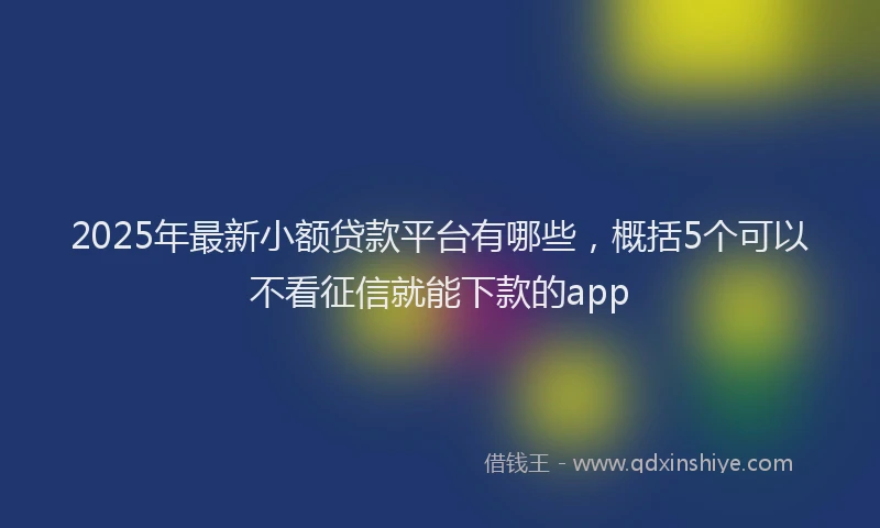 2025年最新小额贷款平台有哪些，概括5个可以不看征信就能下款的app