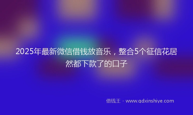 2025年最新微信借钱放音乐，整合5个征信花居然都下款了的口子