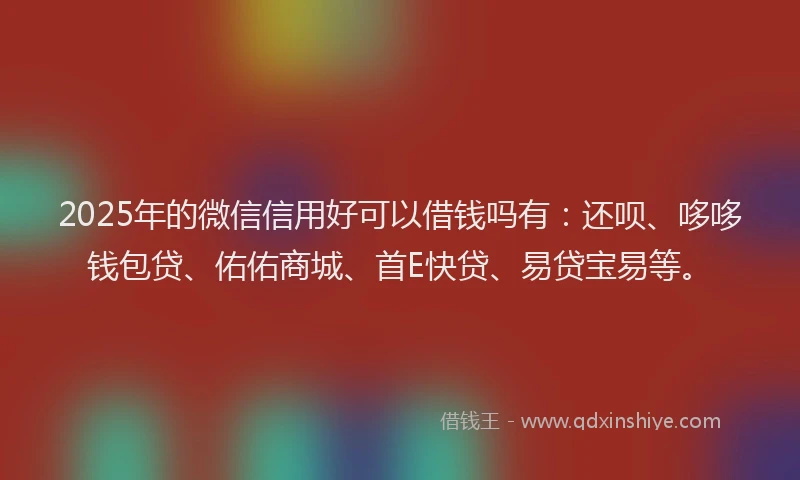 2025年的微信信用好可以借钱吗有：还呗、哆哆钱包贷、佑佑商城、首E快贷、易贷宝易等。