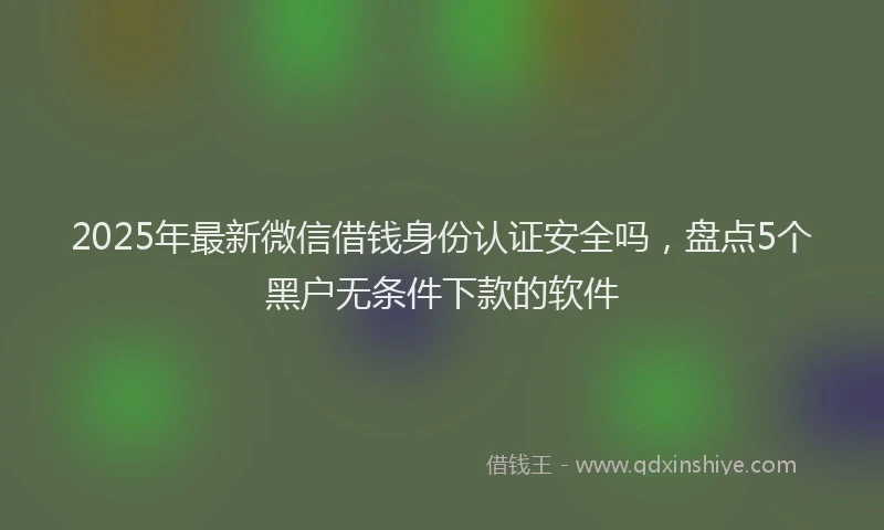 2025年最新微信借钱身份认证安全吗，盘点5个黑户无条件下款的软件