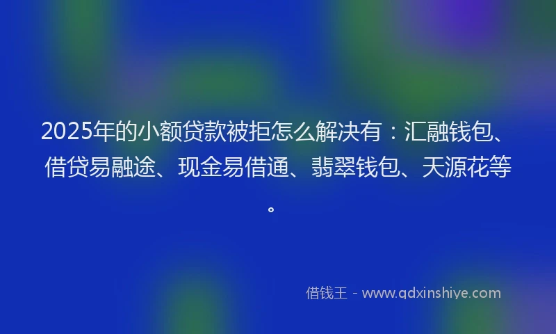 2025年的小额贷款被拒怎么解决有：汇融钱包、借贷易融途、现金易借通、翡翠钱包、天源花等。