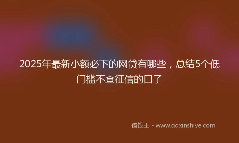 2025年最新小额必下的网贷有哪些，总结5个低门槛不查征信的口子