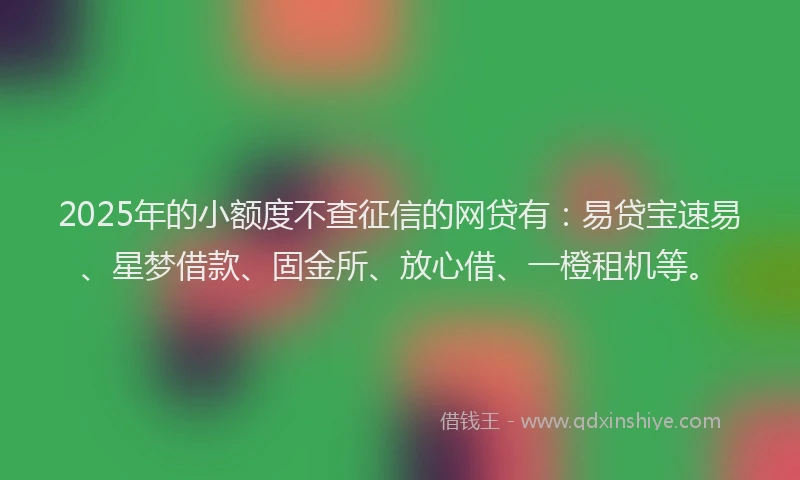 2025年的小额度不查征信的网贷有：易贷宝速易、星梦借款、固金所、放心借、一橙租机等。