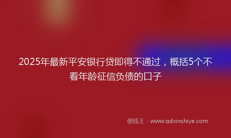 2025年最新平安银行贷即得不通过，概括5个不看年龄征信负债的口子