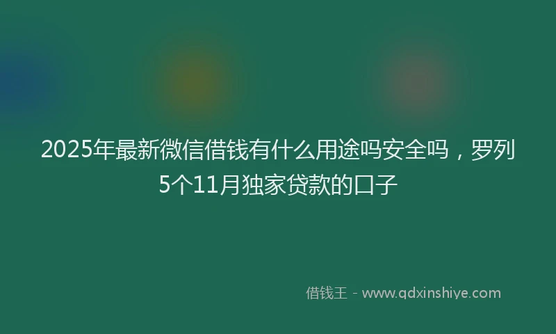 2025年最新微信借钱有什么用途吗安全吗，罗列5个11月独家贷款的口子