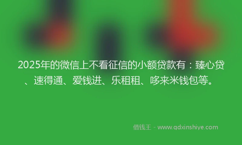 2025年的微信上不看征信的小额贷款有：臻心贷、速得通、爱钱进、乐租租、哆来米钱包等。