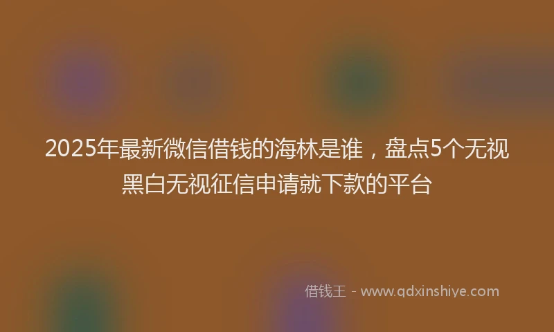 2025年最新微信借钱的海林是谁，盘点5个无视黑白无视征信申请就下款的平台