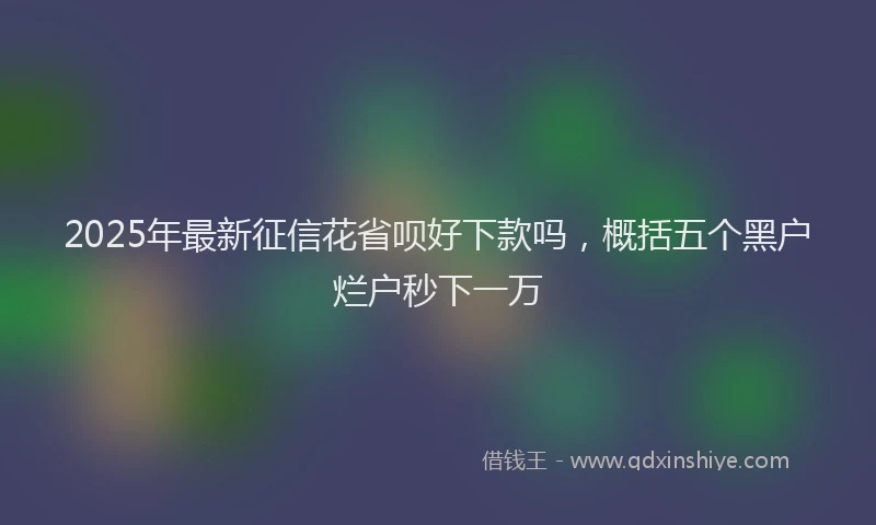 2025年最新征信花省呗好下款吗，概括五个黑户烂户秒下一万