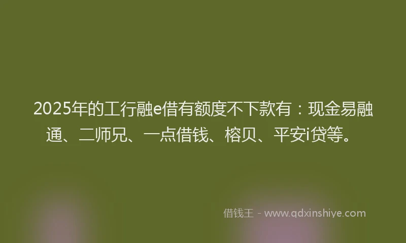 2025年的工行融e借有额度不下款有：现金易融通、二师兄、一点借钱、榕贝、平安i贷等。
