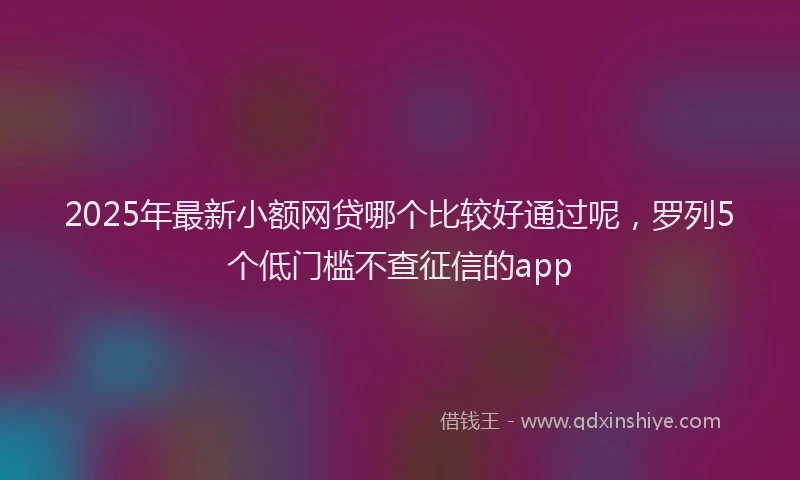 2025年最新小额网贷哪个比较好通过呢，罗列5个低门槛不查征信的app