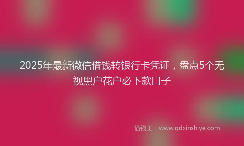 2025年最新微信借钱转银行卡凭证，盘点5个无视黑户花户必下款口子