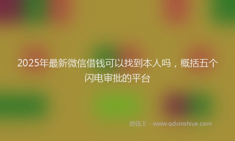 2025年最新微信借钱可以找到本人吗，概括五个闪电审批的平台