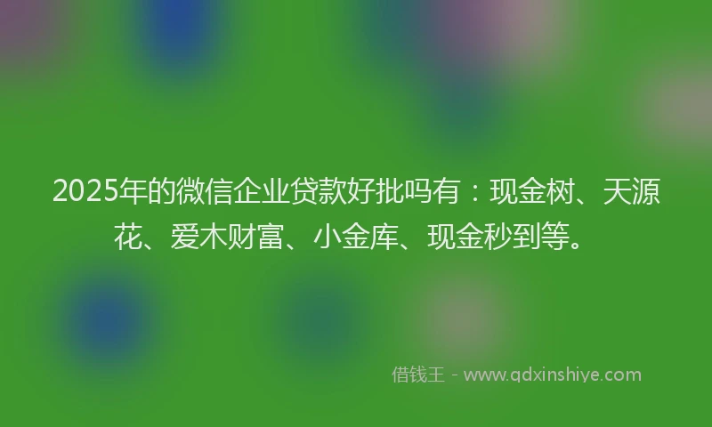 2025年的微信企业贷款好批吗有：现金树、天源花、爱木财富、小金库、现金秒到等。