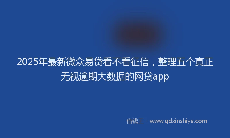 2025年最新微众易贷看不看征信，整理五个真正无视逾期大数据的网贷app