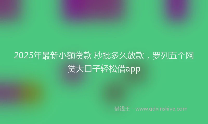 2025年最新小额贷款 秒批多久放款，罗列五个网贷大口子轻松借app