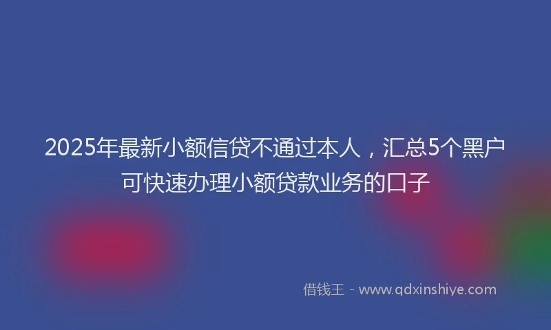 2025年最新小额信贷不通过本人，汇总5个黑户可快速办理小额贷款业务的口子