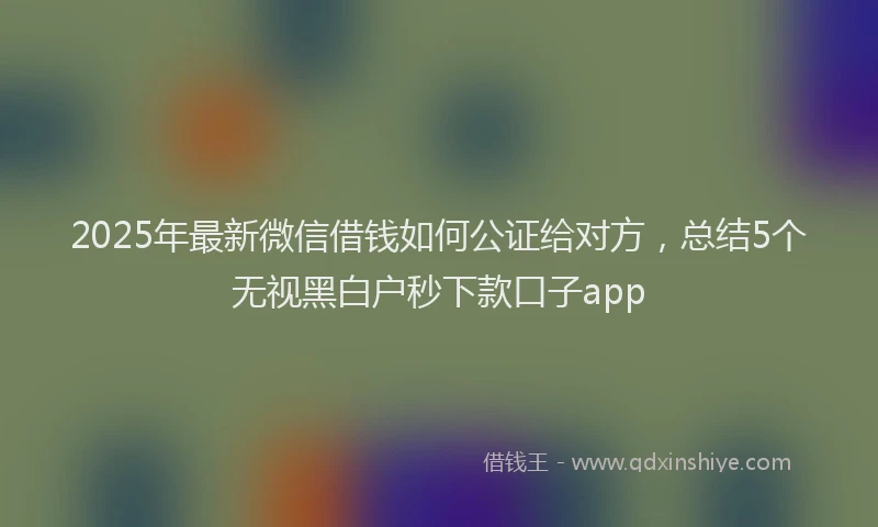 2025年最新微信借钱如何公证给对方，总结5个无视黑白户秒下款口子app