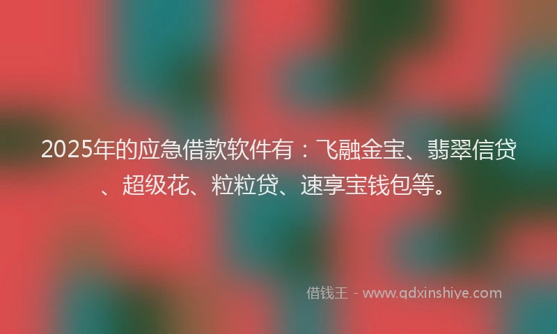 2025年的应急借款软件有：飞融金宝、翡翠信贷、超级花、粒粒贷、速享宝钱包等。
