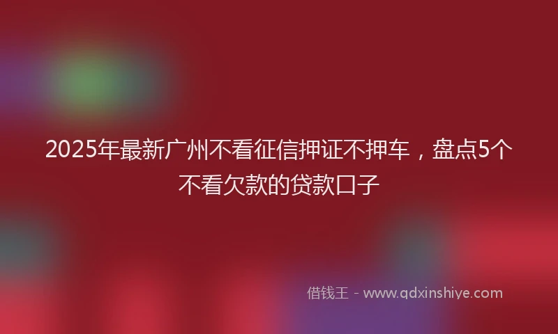 2025年最新广州不看征信押证不押车，盘点5个不看欠款的贷款口子