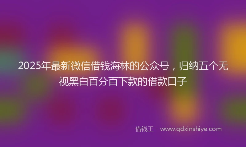 2025年最新微信借钱海林的公众号，归纳五个无视黑白百分百下款的借款口子