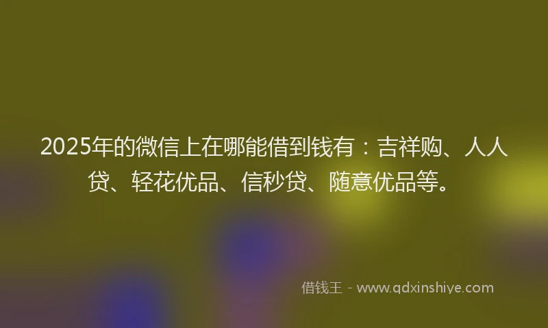 2025年的微信上在哪能借到钱有：吉祥购、人人贷、轻花优品、信秒贷、随意优品等。