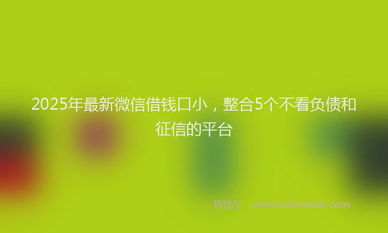 2025年最新微信借钱口小，整合5个不看负债和征信的平台