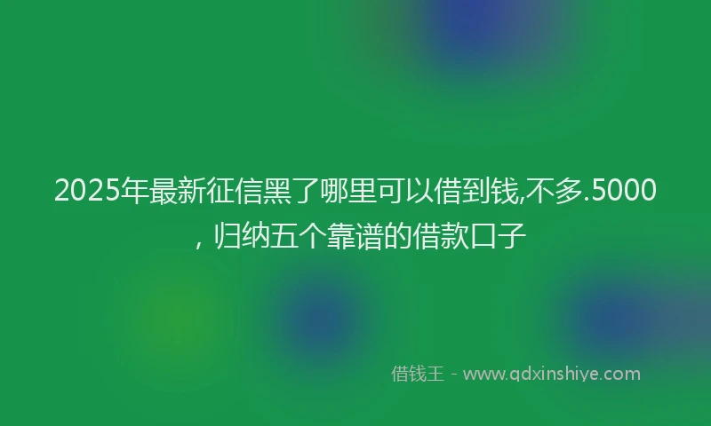 2025年最新征信黑了哪里可以借到钱,不多.5000，归纳五个靠谱的借款口子