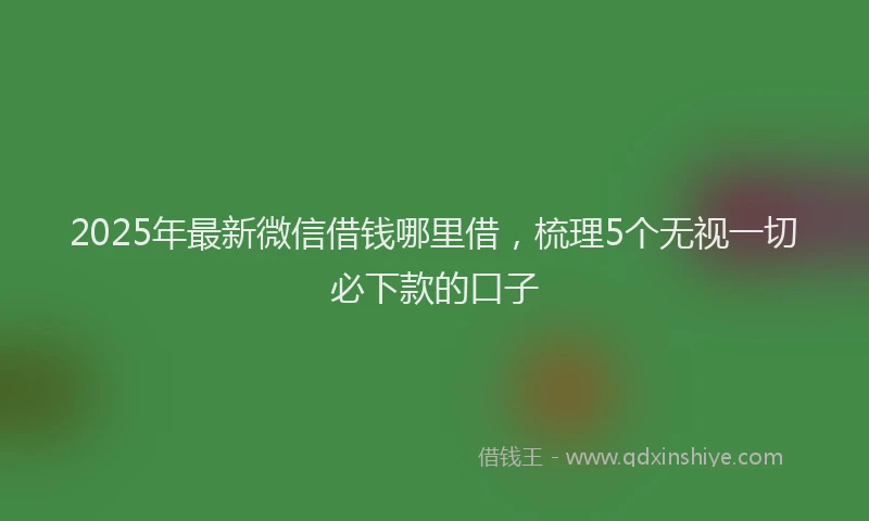 2025年最新微信借钱哪里借，梳理5个无视一切必下款的口子
