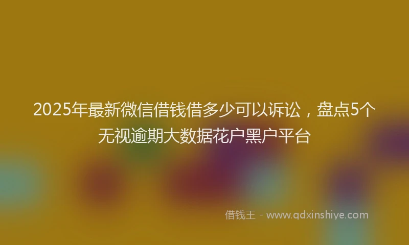 2025年最新微信借钱借多少可以诉讼，盘点5个无视逾期大数据花户黑户平台
