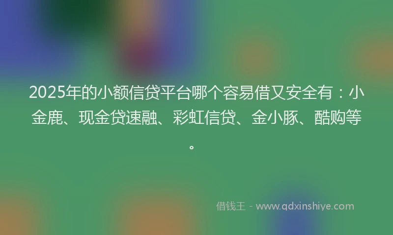 2025年的小额信贷平台哪个容易借又安全有：小金鹿、现金贷速融、彩虹信贷、金小豚、酷购等。