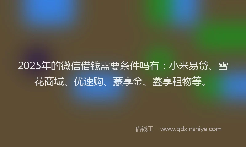 2025年的微信借钱需要条件吗有：小米易贷、雪花商城、优速购、蒙享金、鑫享租物等。