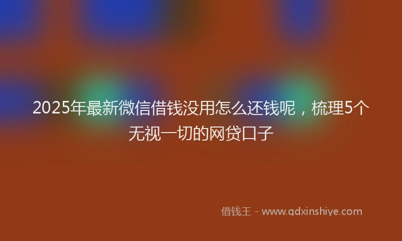 2025年最新微信借钱没用怎么还钱呢，梳理5个无视一切的网贷口子
